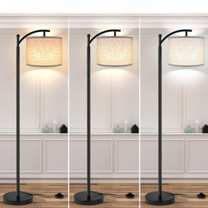 Stehlampe mit 3 Farbtemperaturen LED-Birne, Stehlampe hoch industrielle Stehlampe Leselampe für Schlafzimmer, Büro, weiße Lampenschirm enthalten