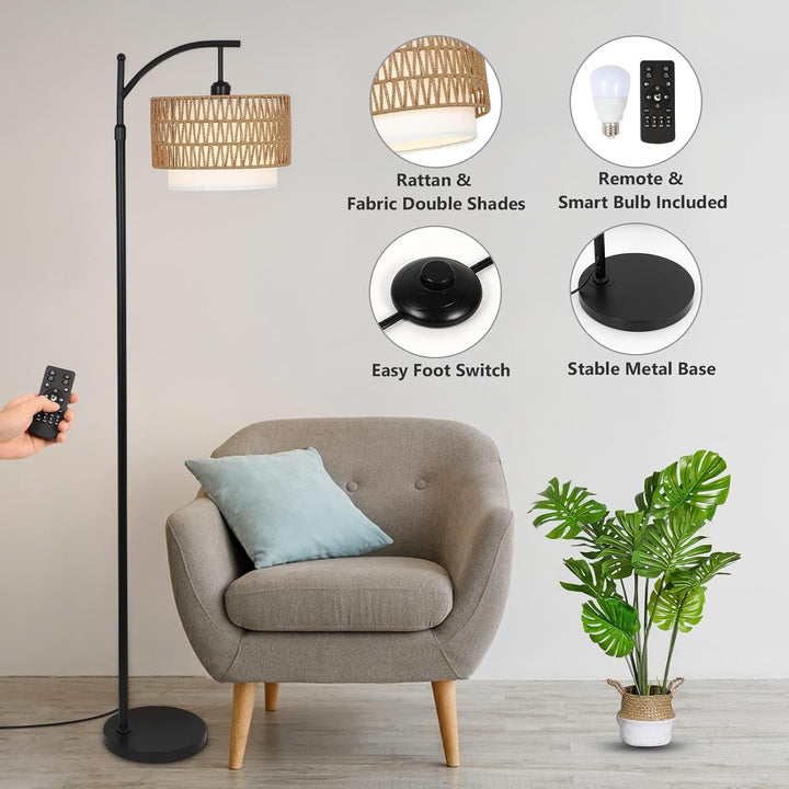 Arc Stehlampe mit Fernbedienung & Doppel-Schirm – Norvella