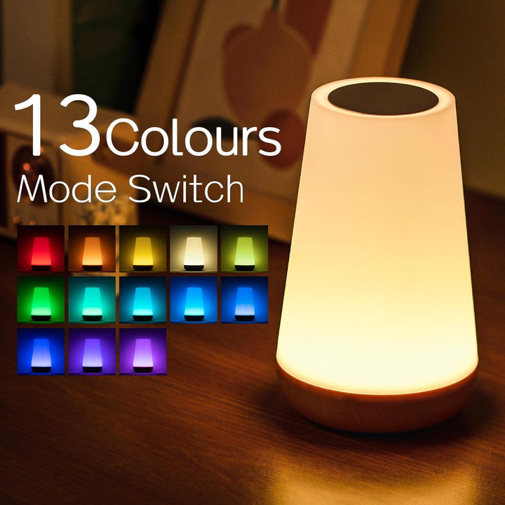 Nachttischlampe, LED Touch Tischlampe, 13 RGB Farben wechselnd