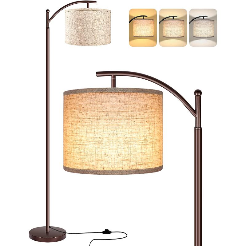 Stehlampe mit 3 Farbtemperaturen LED-Birne, Stehlampe hoch industrielle Stehlampe Leselampe für Schlafzimmer, Büro, weiße Lampenschirm enthalten