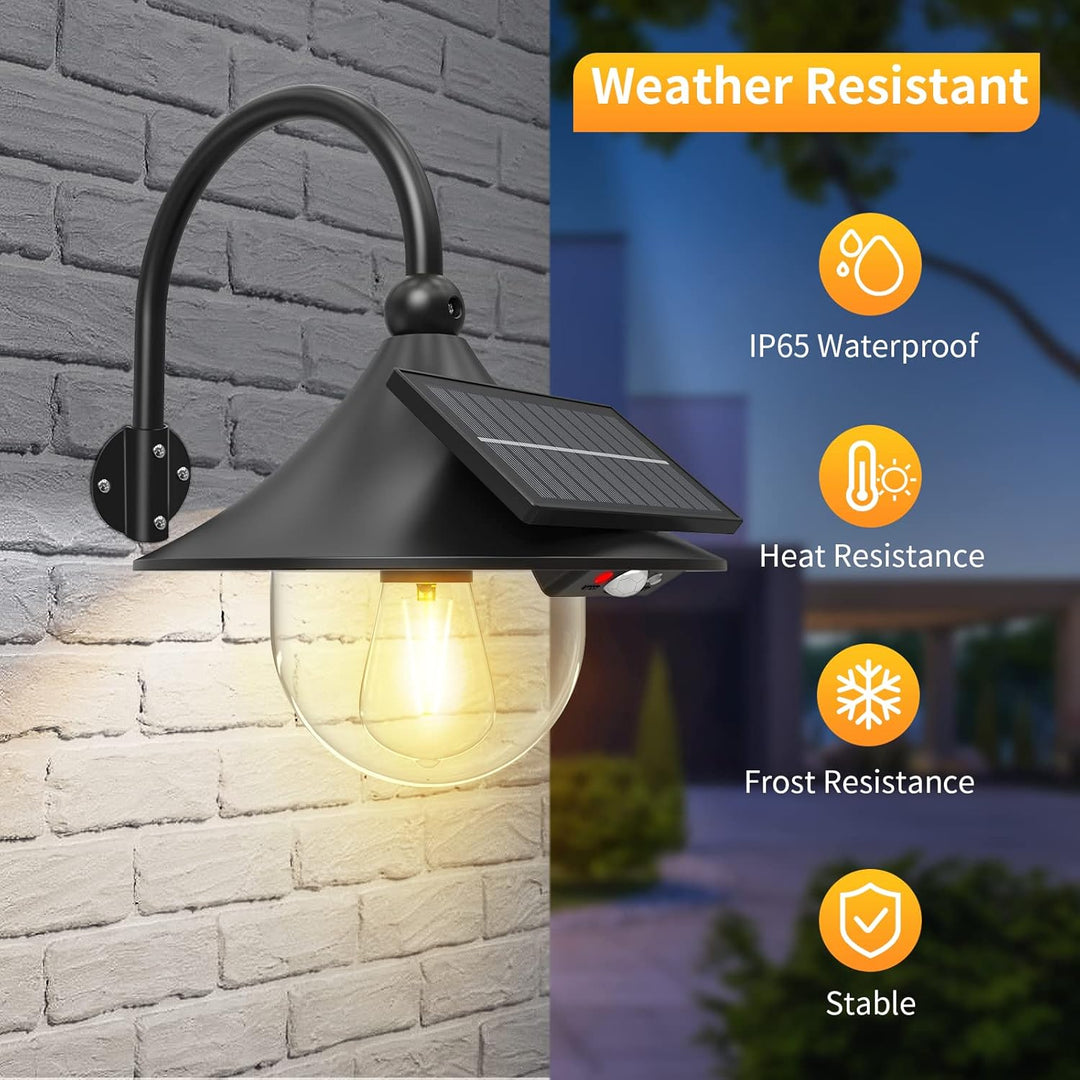 Solar Bewegungsmelder Stallwandlampen mit 3 Modi & Gänsehalsschwan Design (2er Pack) – Halden