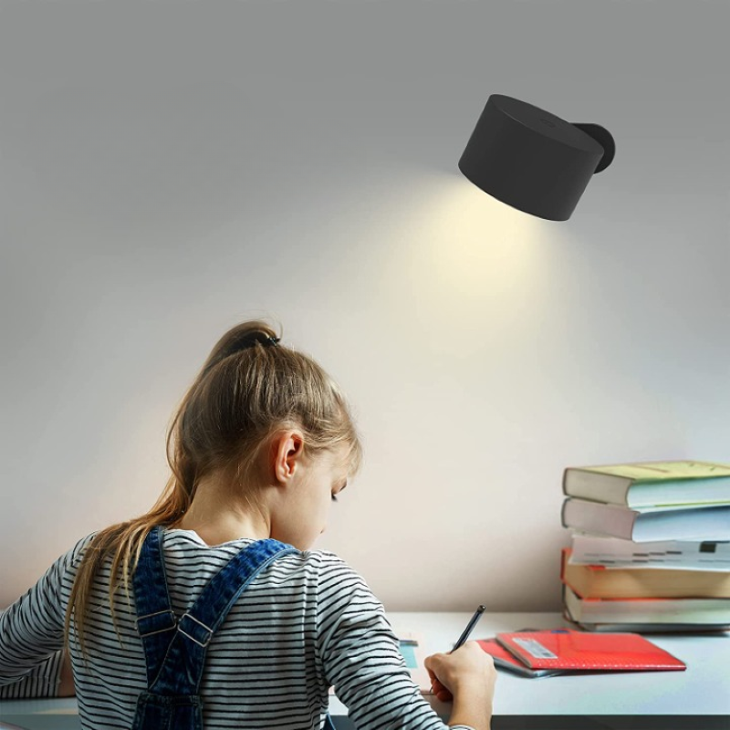 LED-Wandlampen, Wandmontierte Lampen mit wiederaufladbarem Akku, 3 Farbtemperaturen & 3 Helligkeitsstufen, 360° drehbare Magnetkugel, kabellose Wandlampen für Studium, Lesen, Nachttisch