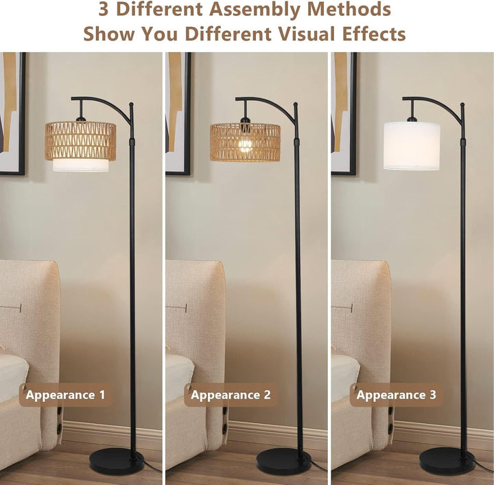 Arc Stehlampe mit Fernbedienung & Doppel-Schirm – Norvella