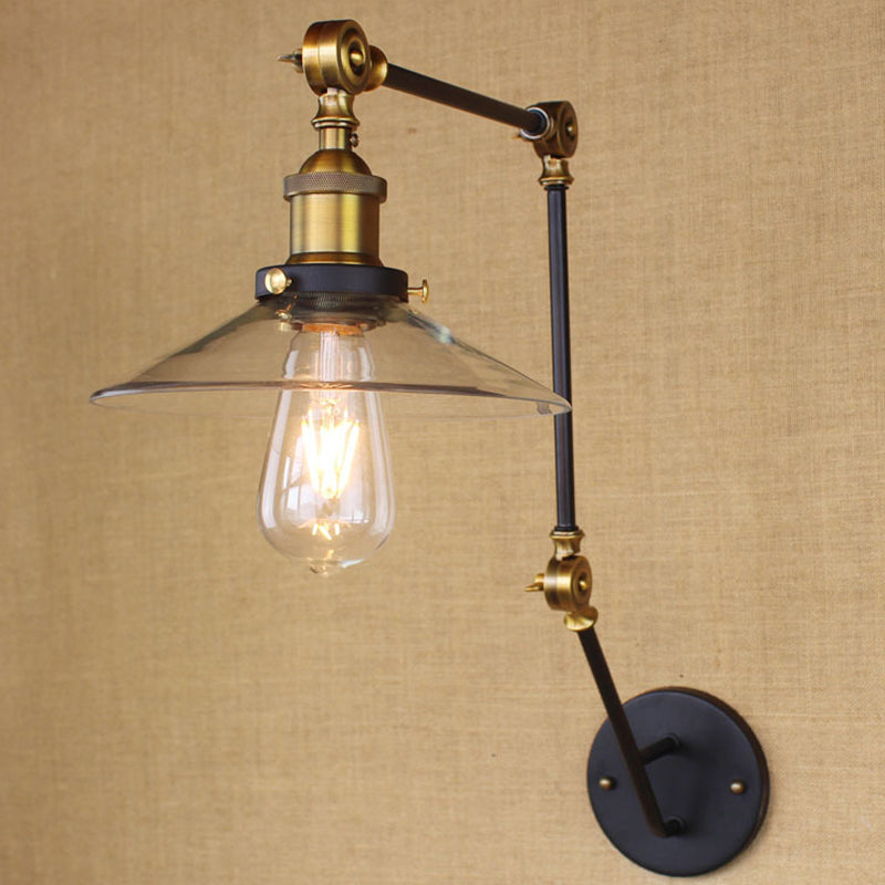 Messing Breite Fackel Wandbeleuchtung Antik Klarglas 1 Licht Café Wandlampe Beleuchtungssystem