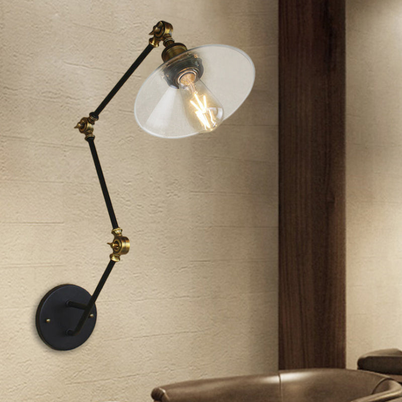 Messing Breite Fackel Wandbeleuchtung Antik Klarglas 1 Licht Café Wandlampe Beleuchtungssystem