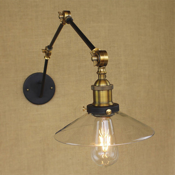 Messing Breite Fackel Wandbeleuchtung Antik Klarglas 1 Licht Café Wandlampe Beleuchtungssystem