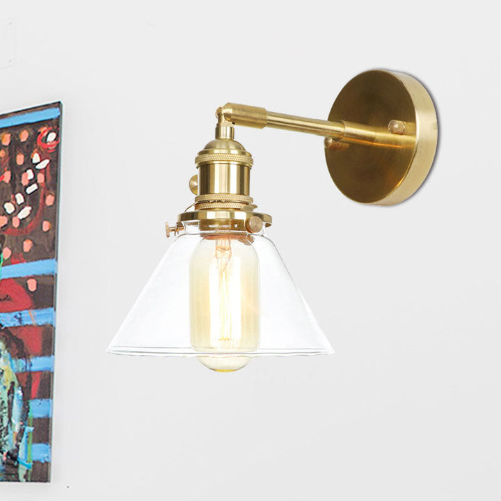 Kegel Wandlampe 1 Licht klares Glas rustikale antike Wandbeleuchtung für Schlafzimmer