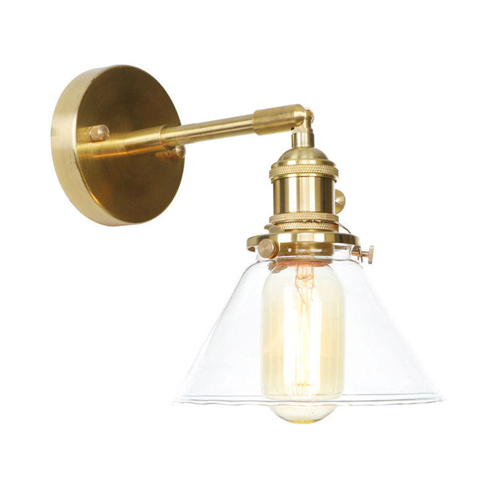 Kegel Wandlampe 1 Licht klares Glas rustikale antike Wandbeleuchtung für Schlafzimmer