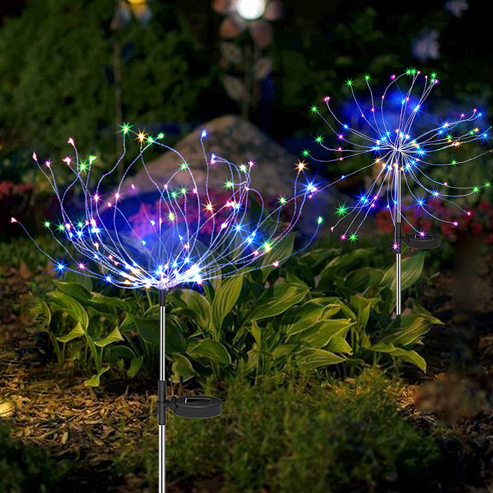 4-teilige Solar Feuerwerk Gartenlichter - Wetterfeste LED Dekorationsbeleuchtung, Solarenergie für Garten und Terrasse