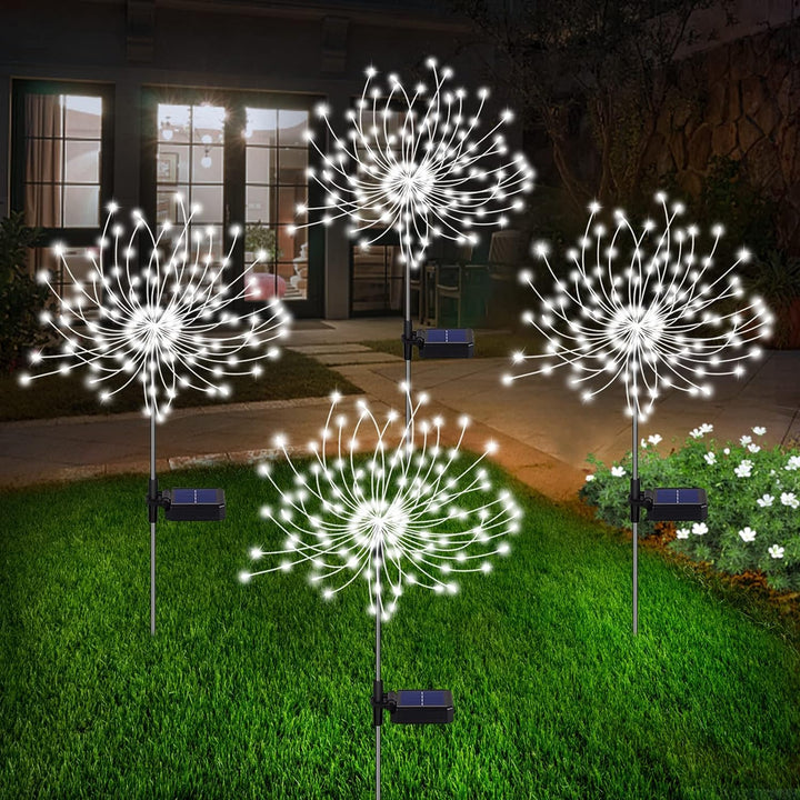 4-teilige Solar Feuerwerk Gartenlichter - Wetterfeste LED Dekorationsbeleuchtung, Solarenergie für Garten und Terrasse