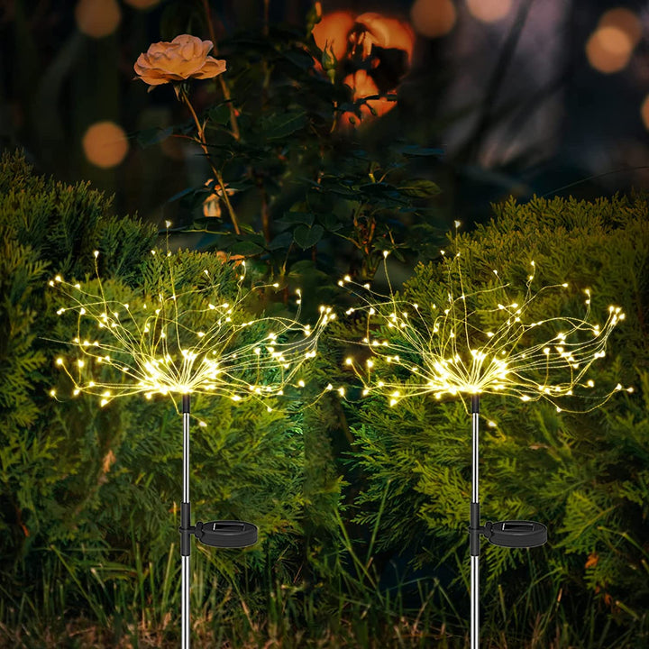 4-teilige Solar Feuerwerk Gartenlichter - Wetterfeste LED Dekorationsbeleuchtung, Solarenergie für Garten und Terrasse