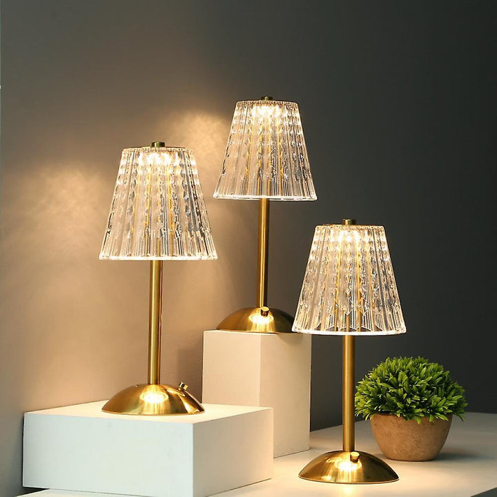 AuraLux – Luxuriöse goldene Kristall-Tae-Lampe mit Touch-Steuerung und Dimmae-LED-Beleuchtung