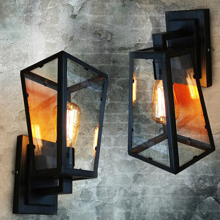 Industrielle Glas Wandlampe