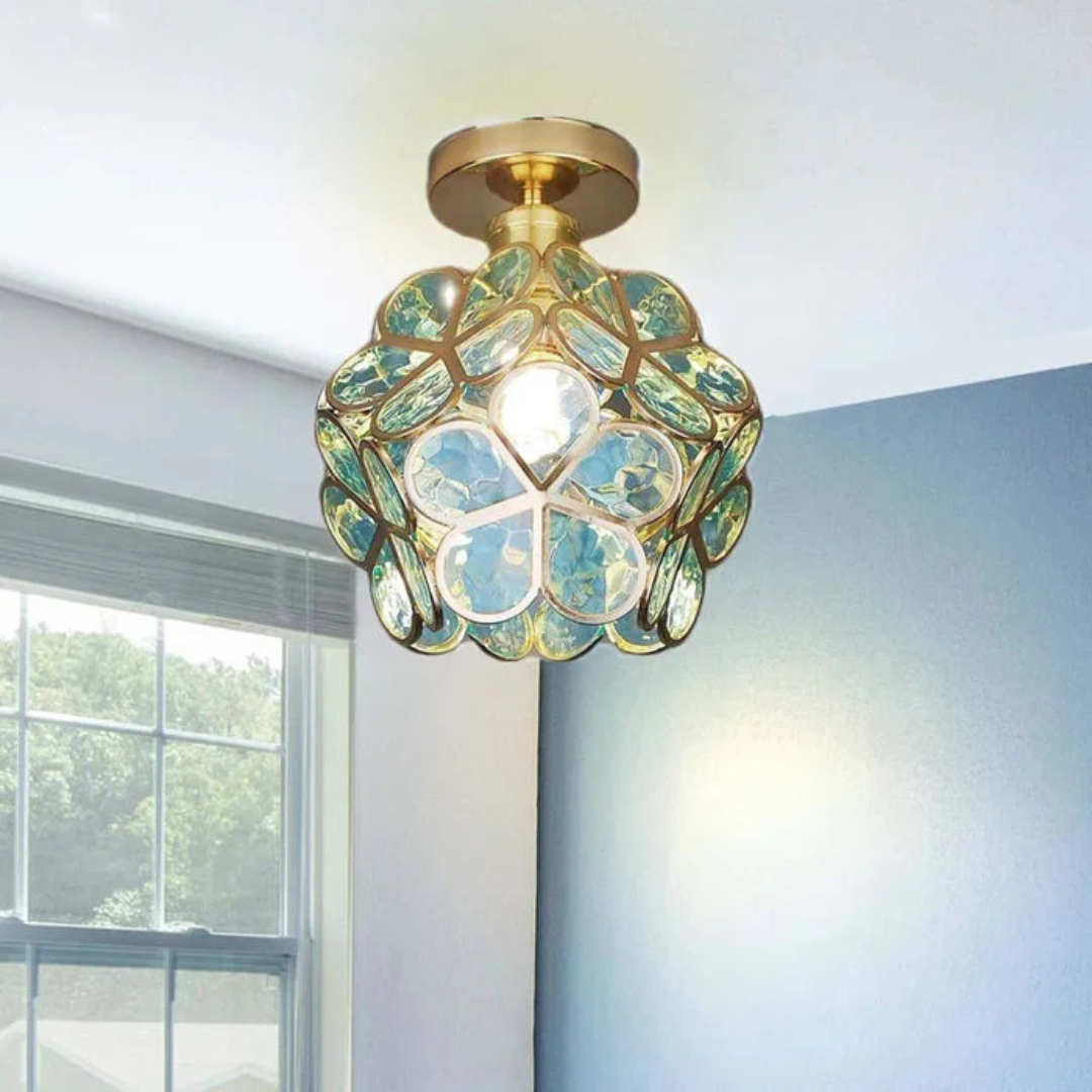 Luxuriöse Glas Blüten Deckenlampe