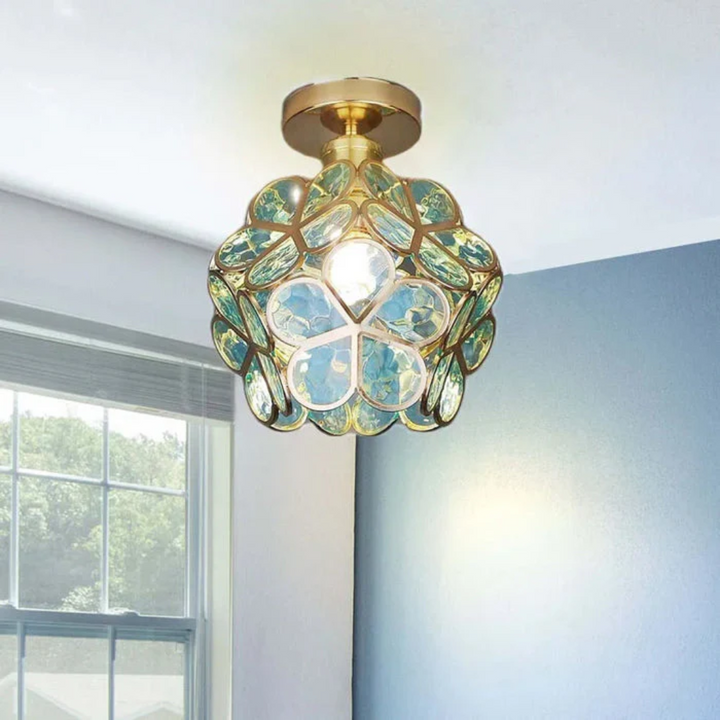 Luxuriöse Glas Blüten Deckenlampe