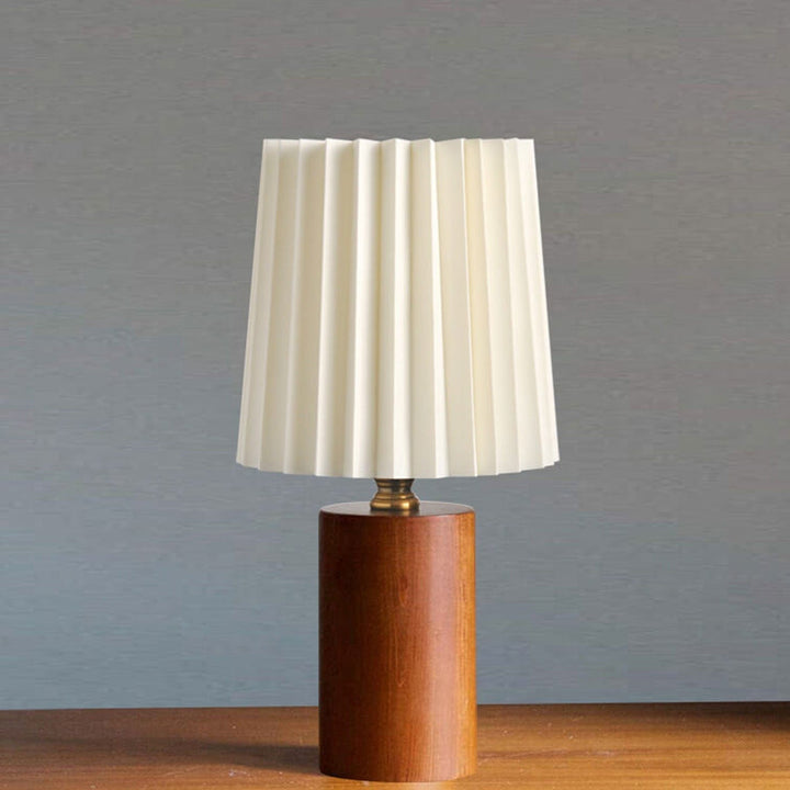 Vintage Korean Falt Säule Massivholz Basis 1-Licht Tischlampe
