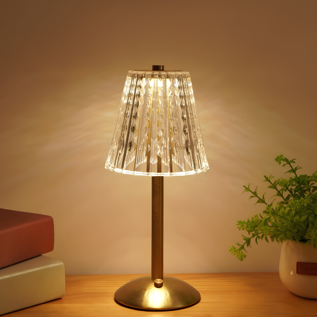 Goldene Kristall-Tischlampe - Aurora Luxe