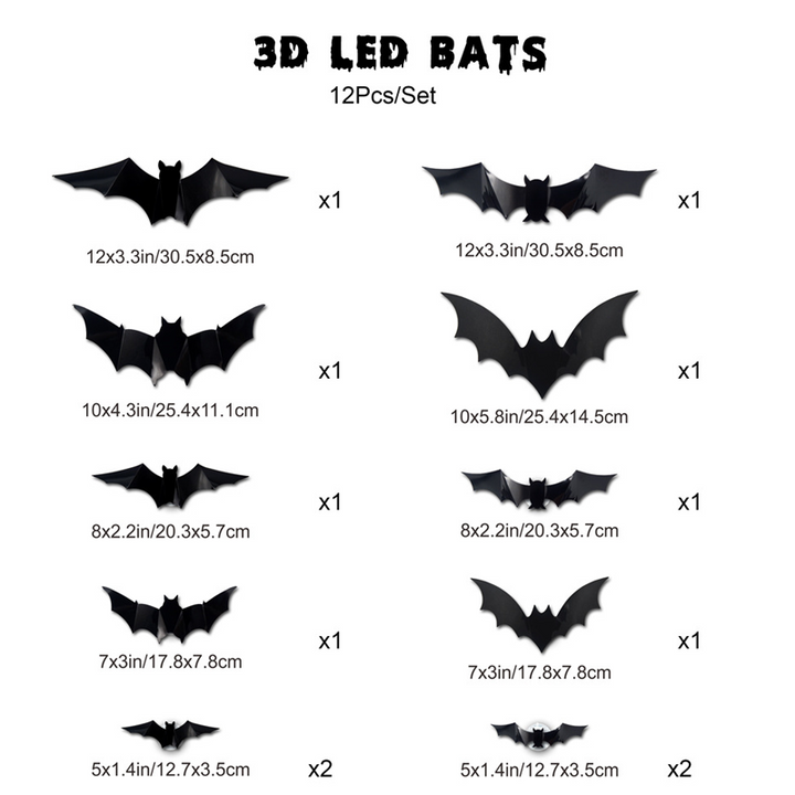 3D Fledermaus LED Wanddekoration — Machen Sie Ihr Zuhause zur gruseligsten Halloween-Bühne mit lebensechten Flugillusionen!