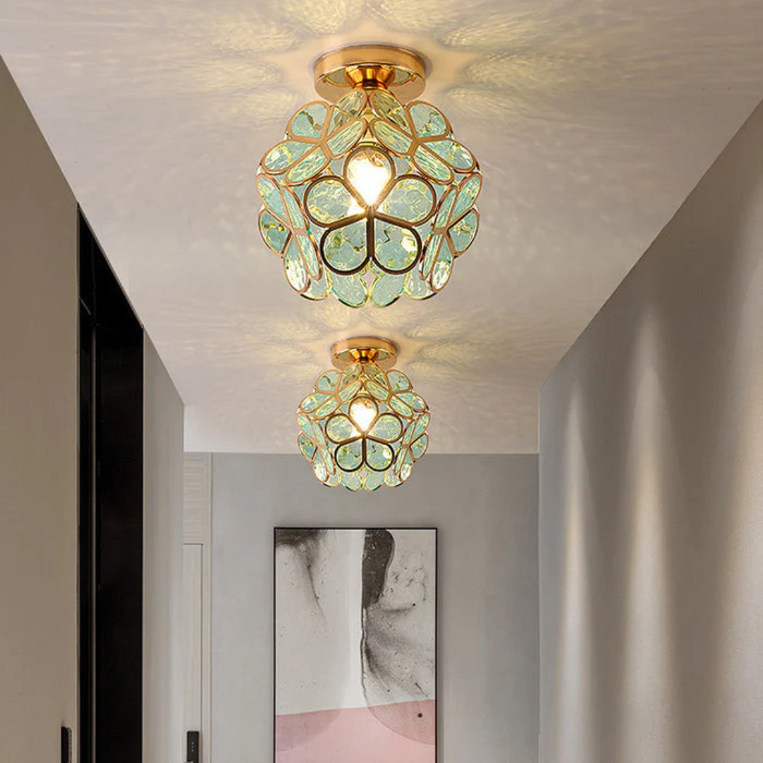 Luxuriöse Glas Blüten Deckenlampe