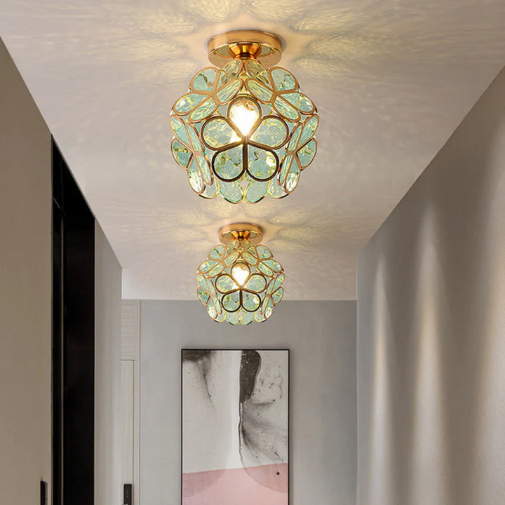 Luxuriöse Glas Blüten Deckenlampe