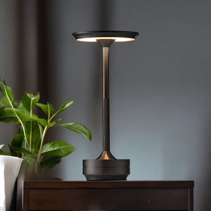 Kabellose wiederaufladbare moderne Aura-Tischlampe mit Touch-Steuerung | Drahtloses LED-Licht für moderne Beistelltische und Bürotische | Minimalistische Tischlampe