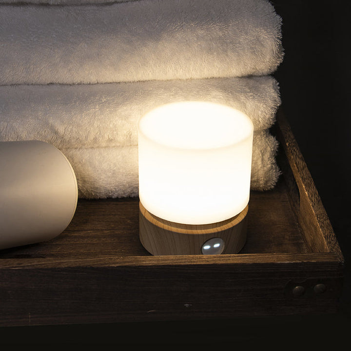 Zeitgenössische nordische Timer wiederaufladbare ABS HIPS Silikon Zylinder LED Tischlampe Nachtlicht für Nachttisch