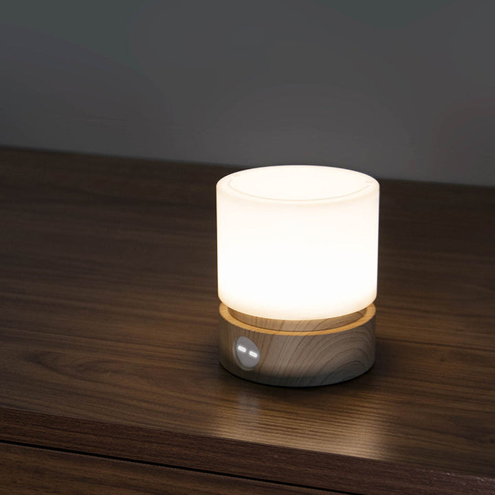 Zeitgenössische nordische Timer wiederaufladbare ABS HIPS Silikon Zylinder LED Tischlampe Nachtlicht für Nachttisch