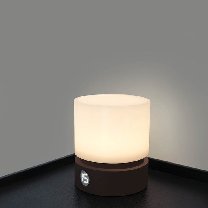 Zeitgenössische nordische Timer wiederaufladbare ABS HIPS Silikon Zylinder LED Tischlampe Nachtlicht für Nachttisch