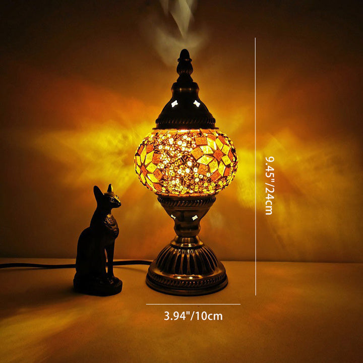 Traditionelle Tiffany Oval Glass Iron 1-Light Tischlampe für das Wohnzimmer