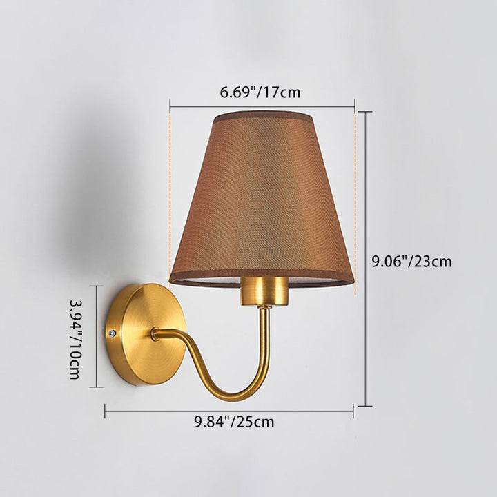 Zeitgenössische nordische runde gebogene Stange Eisen Stoffschirm 1-Licht Wandleuchte Lampe für Wohnzimmer