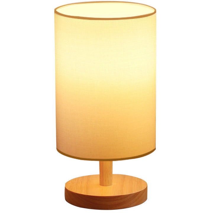 Traditionelle japanische Zylinder Holzstoff 1-Lampe Tischlampe für das Wohnzimmer