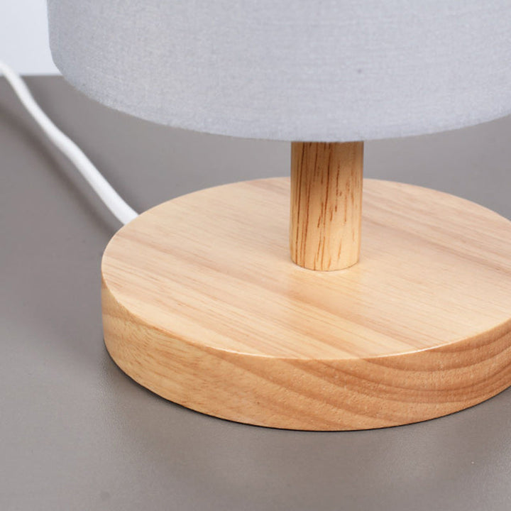 Traditionelle japanische Zylinder Holzstoff 1-Lampe Tischlampe für das Wohnzimmer