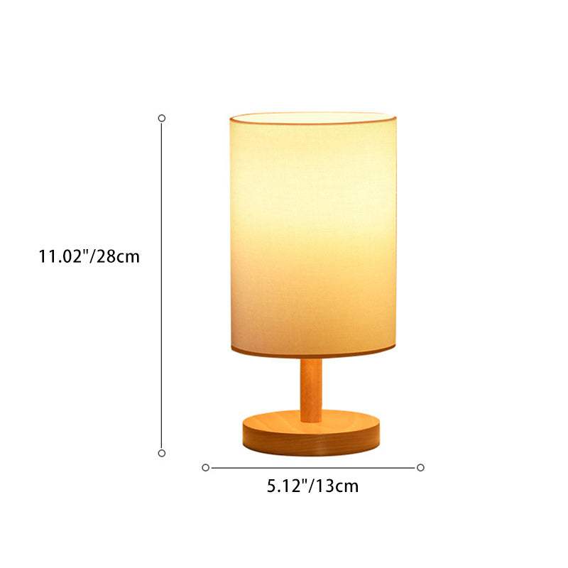 Traditionelle japanische Zylinder Holzstoff 1-Lampe Tischlampe für das Wohnzimmer