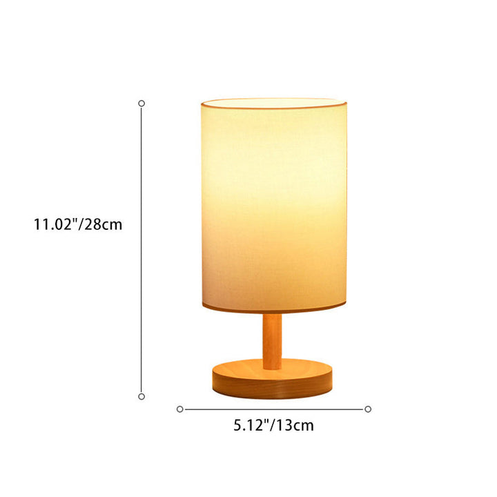Traditionelle japanische Zylinder Holzstoff 1-Lampe Tischlampe für das Wohnzimmer