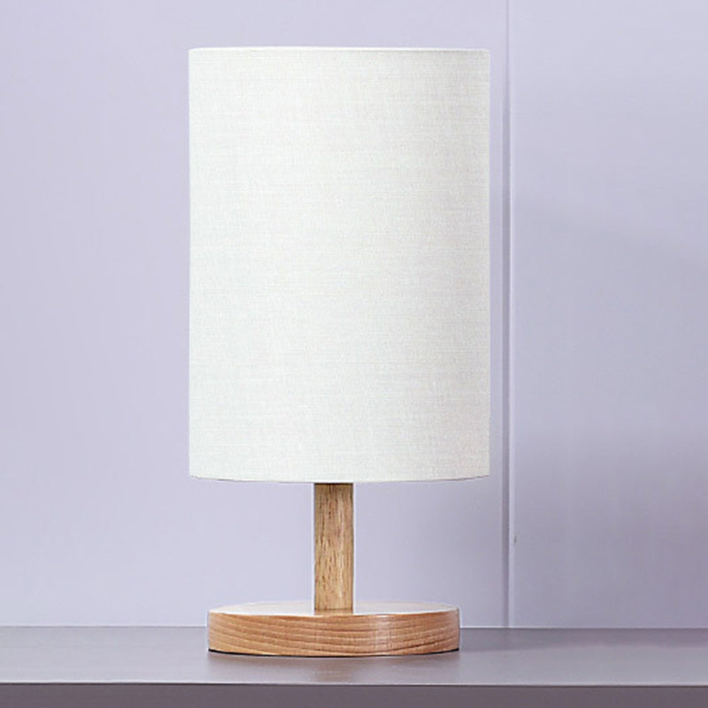 Traditionelle japanische Zylinder Holzstoff 1-Lampe Tischlampe für das Wohnzimmer