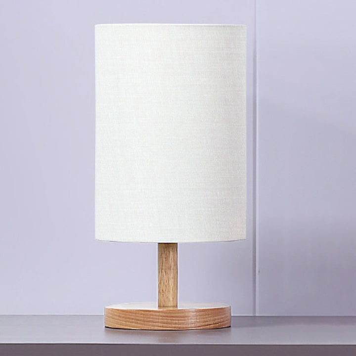 Traditionelle japanische Zylinder Holzstoff 1-Lampe Tischlampe für das Wohnzimmer