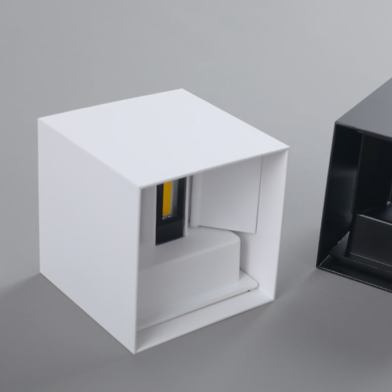 Moderne Minimalistische Wasserfeste Würfel Oben Unten Aluminium Glas Induktions LED Wandlampen Für Schlafzimmer