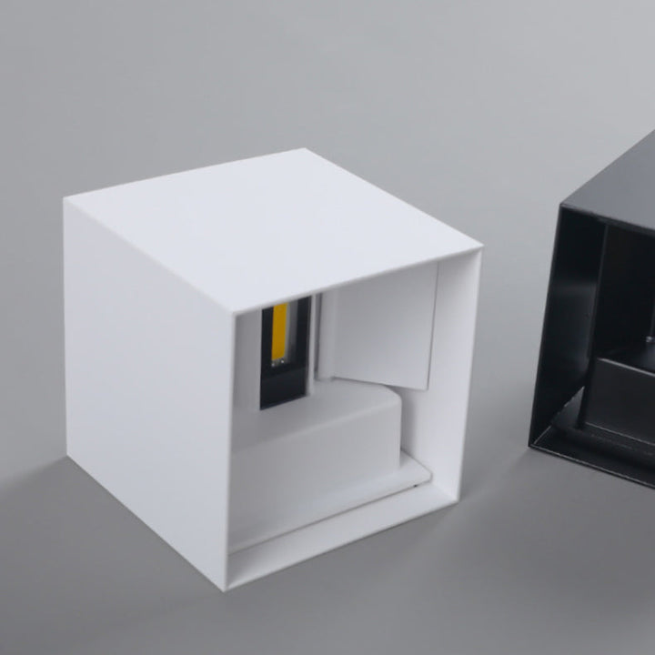Moderne Minimalistische Wasserfeste Würfel Oben Unten Aluminium Glas Induktions LED Wandlampen Für Schlafzimmer