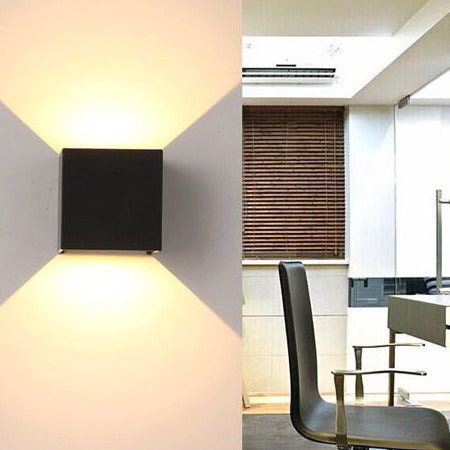 Moderne Minimalistische Wasserfeste Würfel Oben Unten Aluminium Glas Induktions LED Wandlampen Für Schlafzimmer