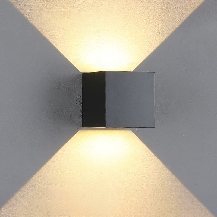 Moderne Minimalistische Wasserfeste Würfel Oben Unten Aluminium Glas Induktions LED Wandlampen Für Schlafzimmer