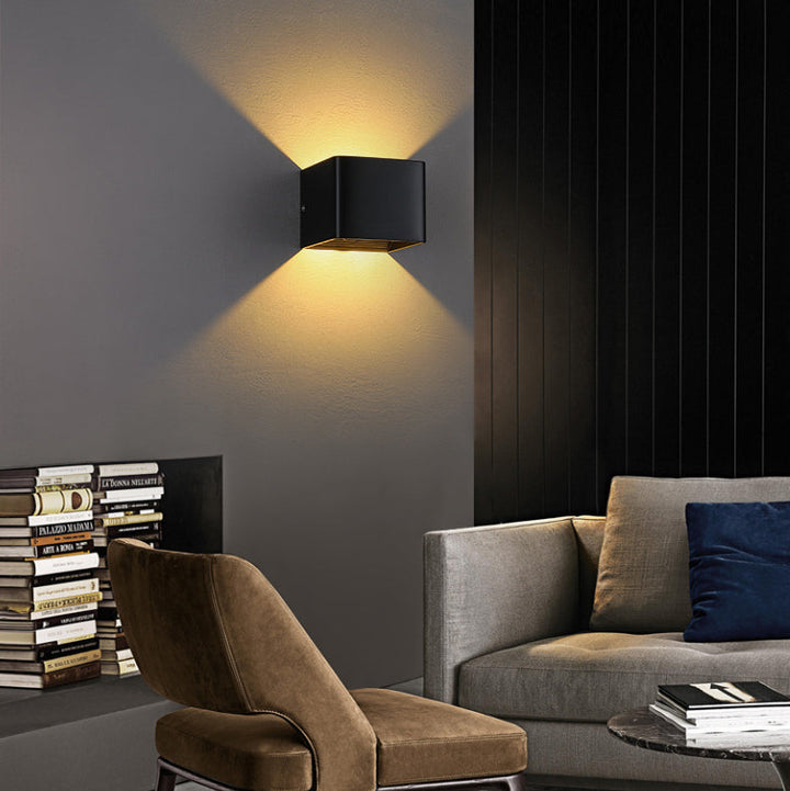 Moderne Minimalistische Wasserfeste Würfel Oben Unten Aluminium Glas Induktions LED Wandlampen Für Schlafzimmer
