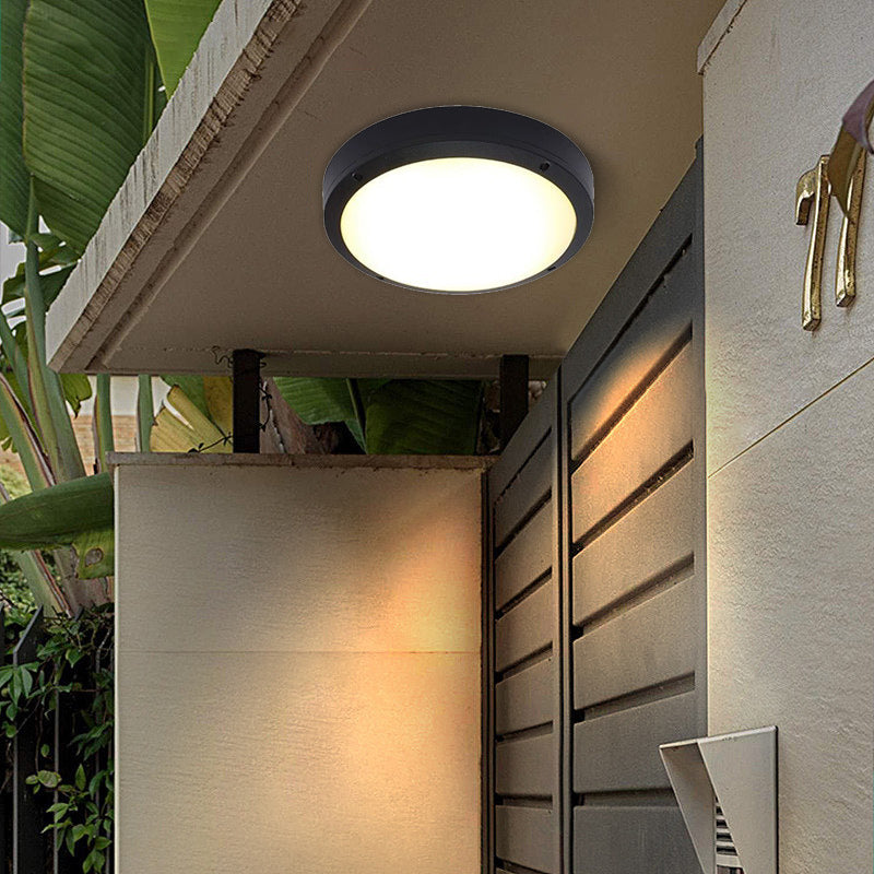 Moderne Minimalistische Wasserdichte Runde Aluminium Acryl LED Außen Deckenleuchte Für Garten