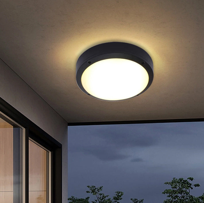 Moderne Minimalistische Wasserdichte Runde Aluminium Acryl LED Außen Deckenleuchte Für Garten