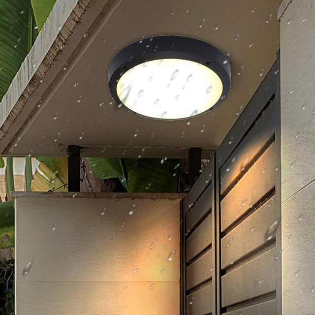 Moderne Minimalistische Wasserdichte Runde Aluminium Acryl LED Außen Deckenleuchte Für Garten