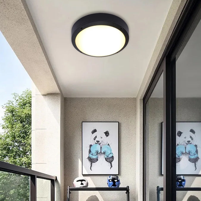 Moderne Minimalistische Wasserdichte Runde Aluminium Acryl LED Außen Deckenleuchte Für Garten