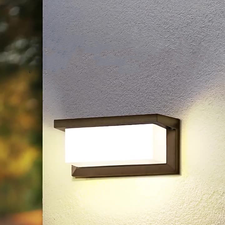 Moderner minimalistischer rechteckiger wasserdichter Aluminium-LED-Wandleuchtenlampe für den Außenbereich