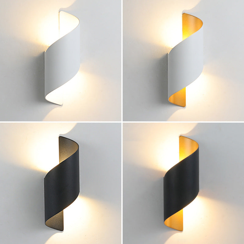 Moderne Minimalistische Wasserdichte Spiral Aluminium Akryl LED Wandleuchte für Schlafzimmer