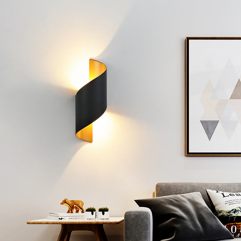 Moderne Minimalistische Wasserdichte Spiral Aluminium Akryl LED Wandleuchte für Schlafzimmer