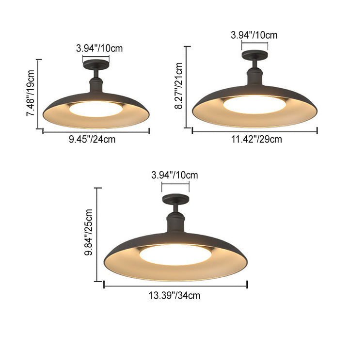Traditionelle Vintage Wasserdichte Ausgeflogene Zylinder Scheibenbasis Eisen 1-Lampe Halboffene Deckenleuchte Für Außenpatio
