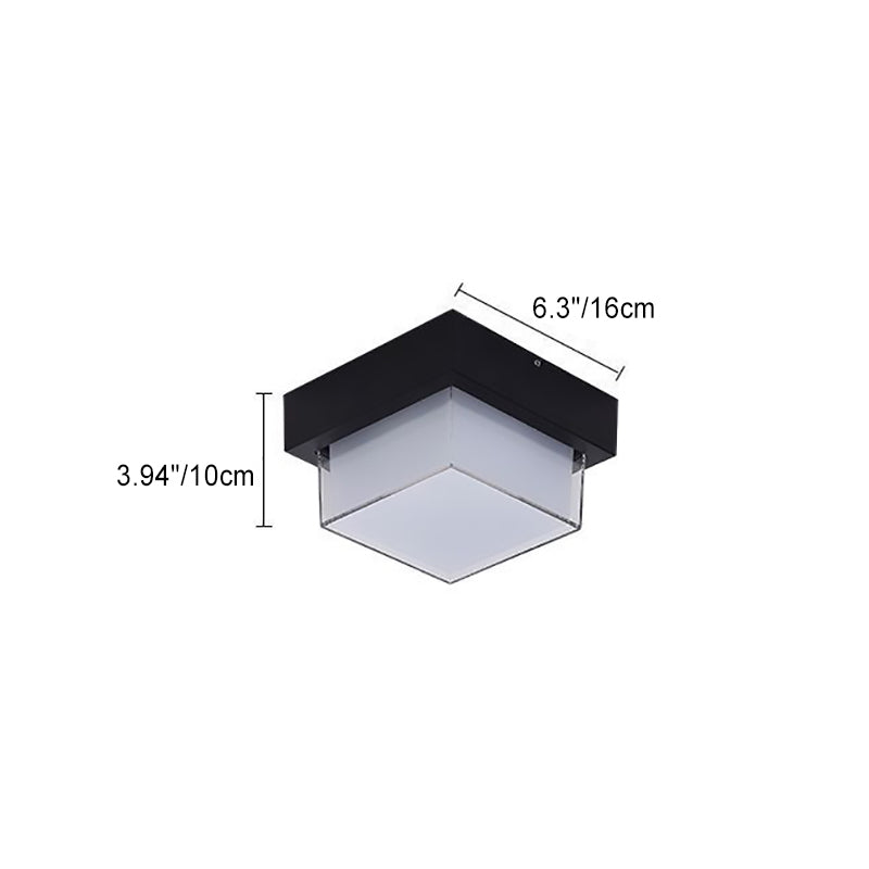 Moderne Minimalistische Wasserdichte Quadratische Runde Zylinder Druckguss Aluminium Acryl LED Flush Mount Deckenleuchte Für Außenpatio